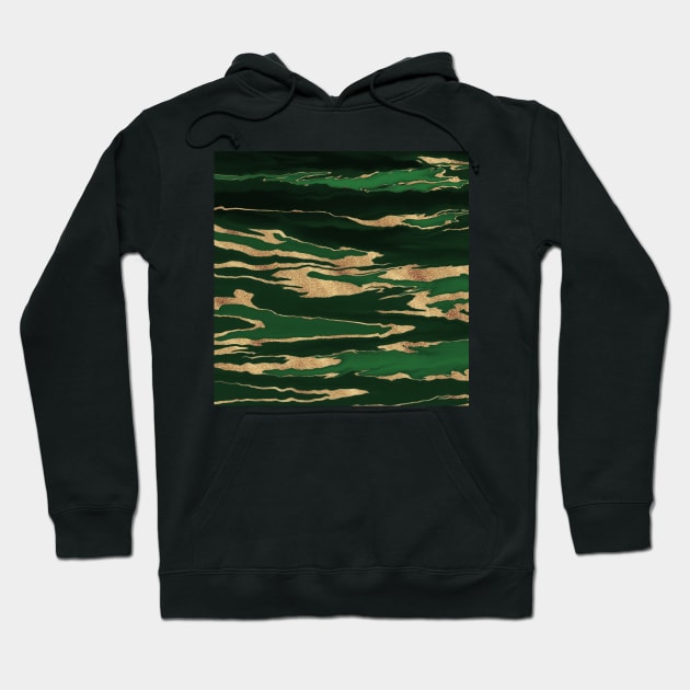 Gold Green Marble Abstract Painting Hoodie by NdesignTrend